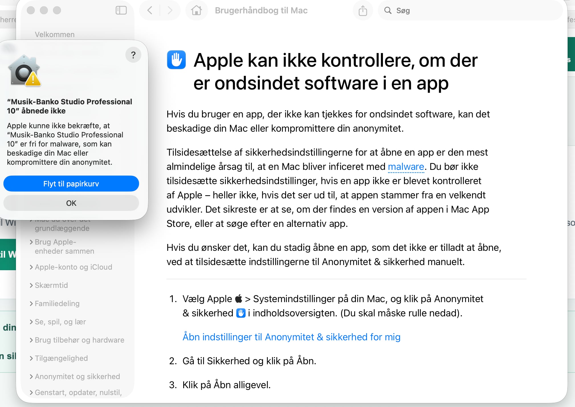 Trin 2 – sikkerhedsadvarsel
